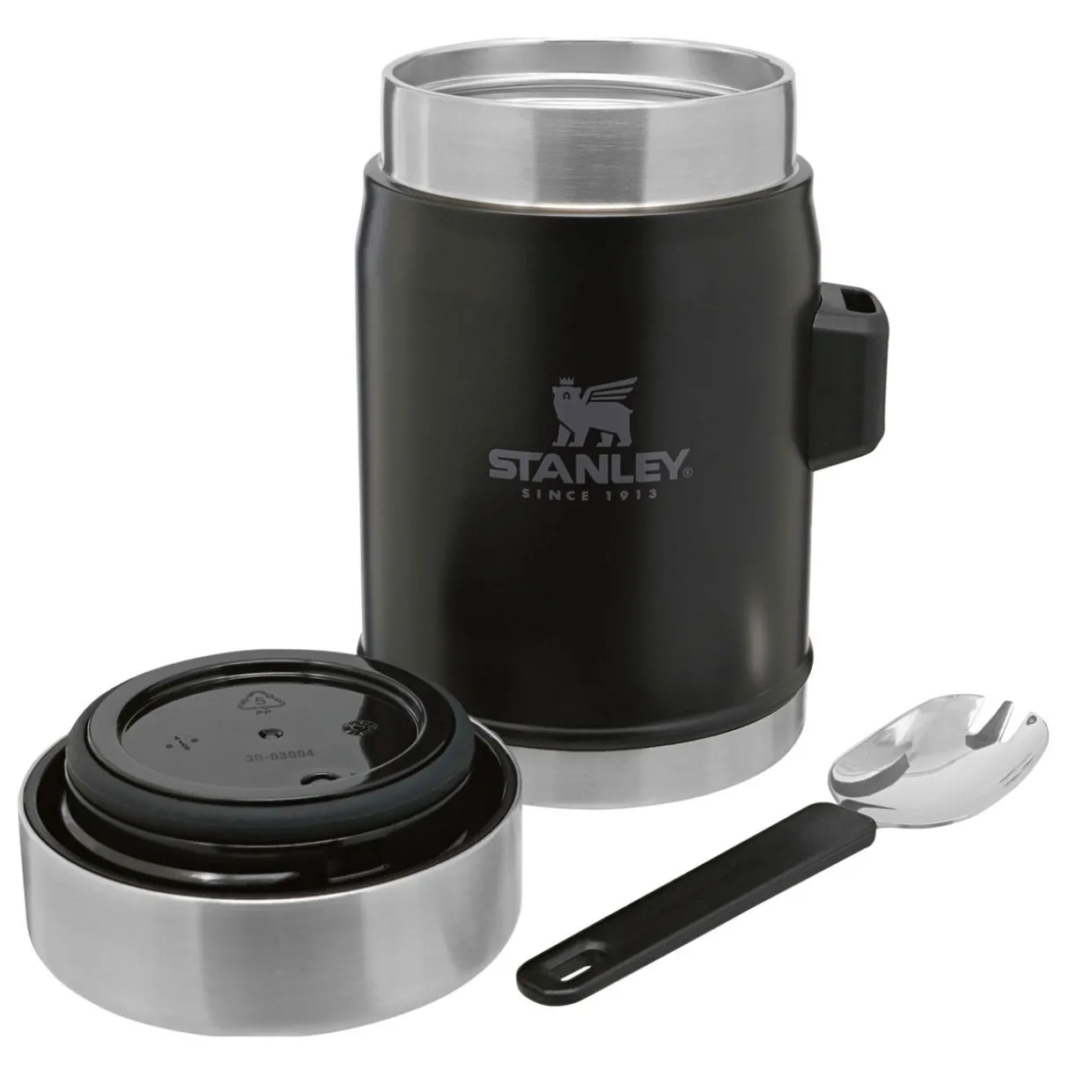 The Matte Black Pebble Classic Legendary Food Jar and Spork 0.4L