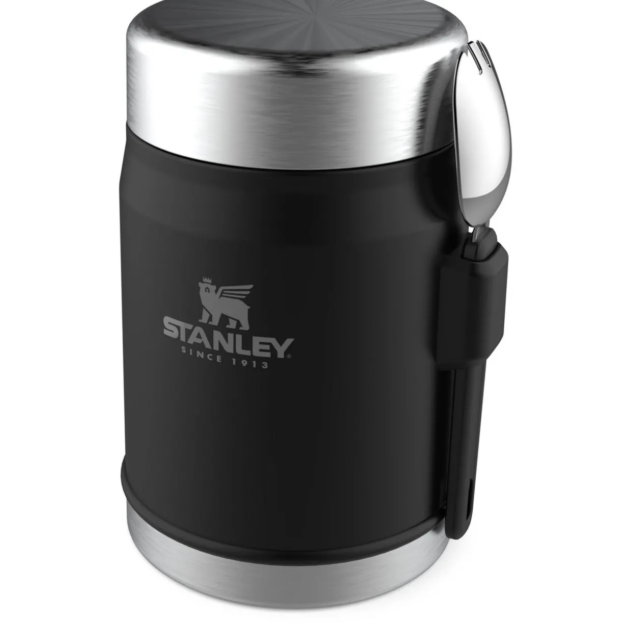 The Matte Black Pebble Classic Legendary Food Jar and Spork 0.4L