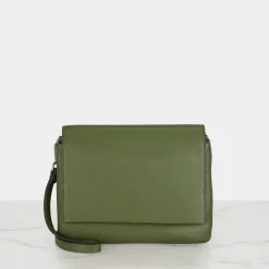 Three Flap Leather Crossbody Bag