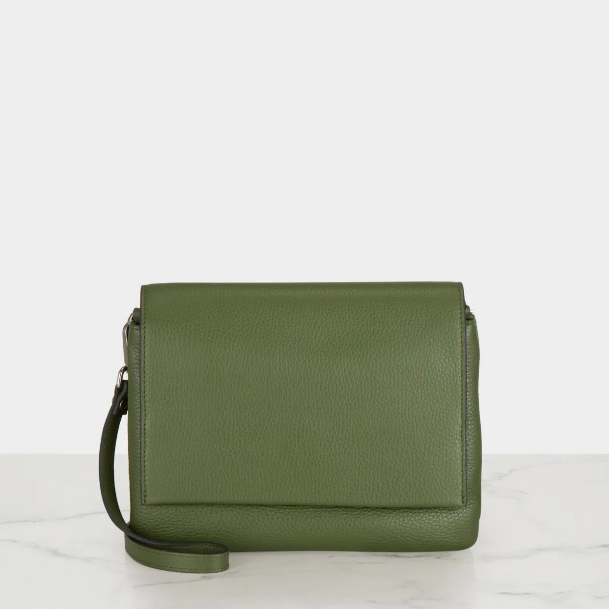 Three Flap Leather Crossbody Bag