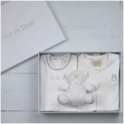 Three-Piece Assorted Bodysuits & Teddy Bear Gift Set