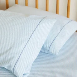 Ticking Striped Pillowcase Pair Blue