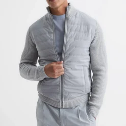 Sale REISS Trainer Hybrid Zip-Through Sweater