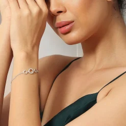 Triple Circular Crystal Embellished Bracelet