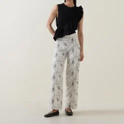 Trisja Floral Embroidered Straight Leg Trousers