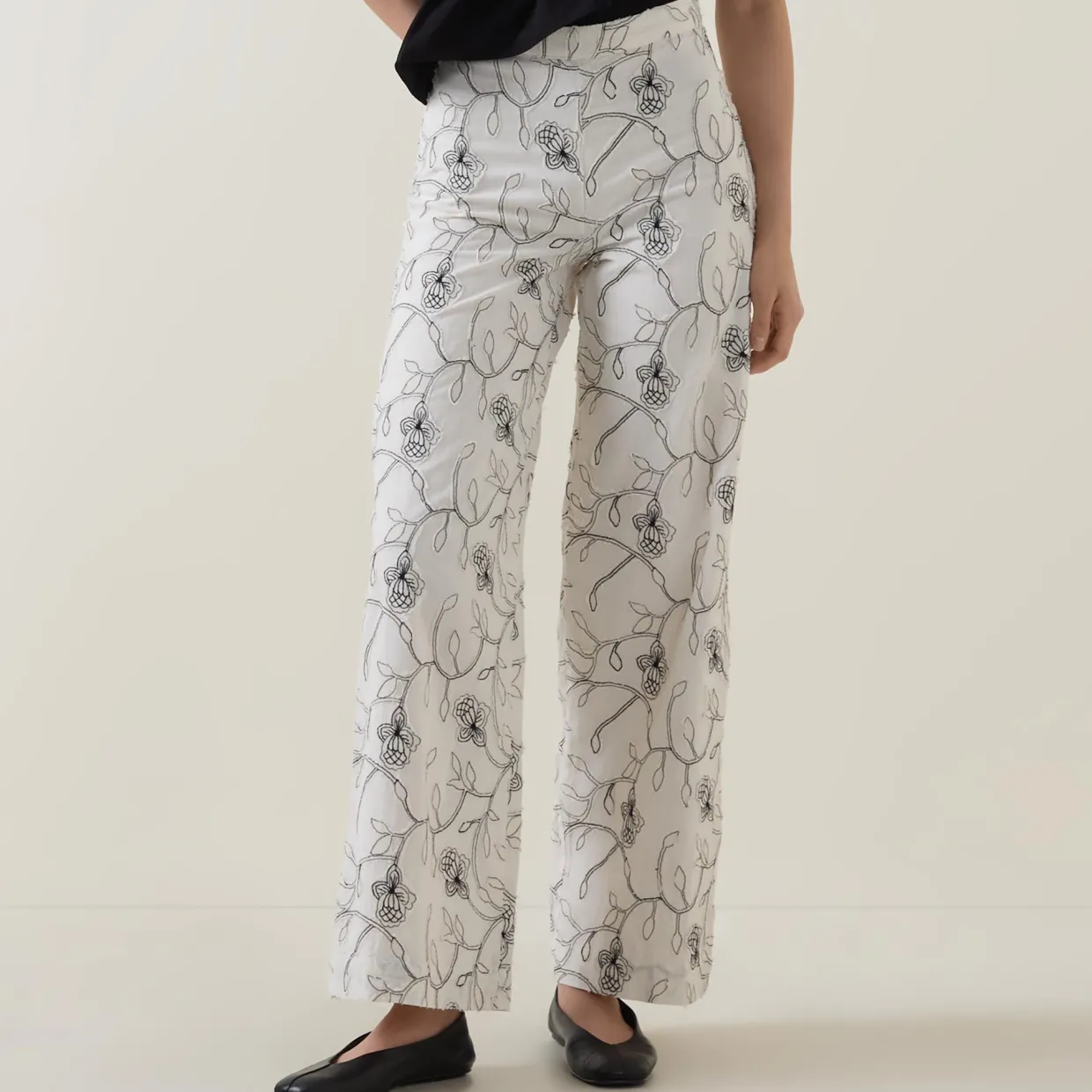 Trisja Floral Embroidered Straight Leg Trousers