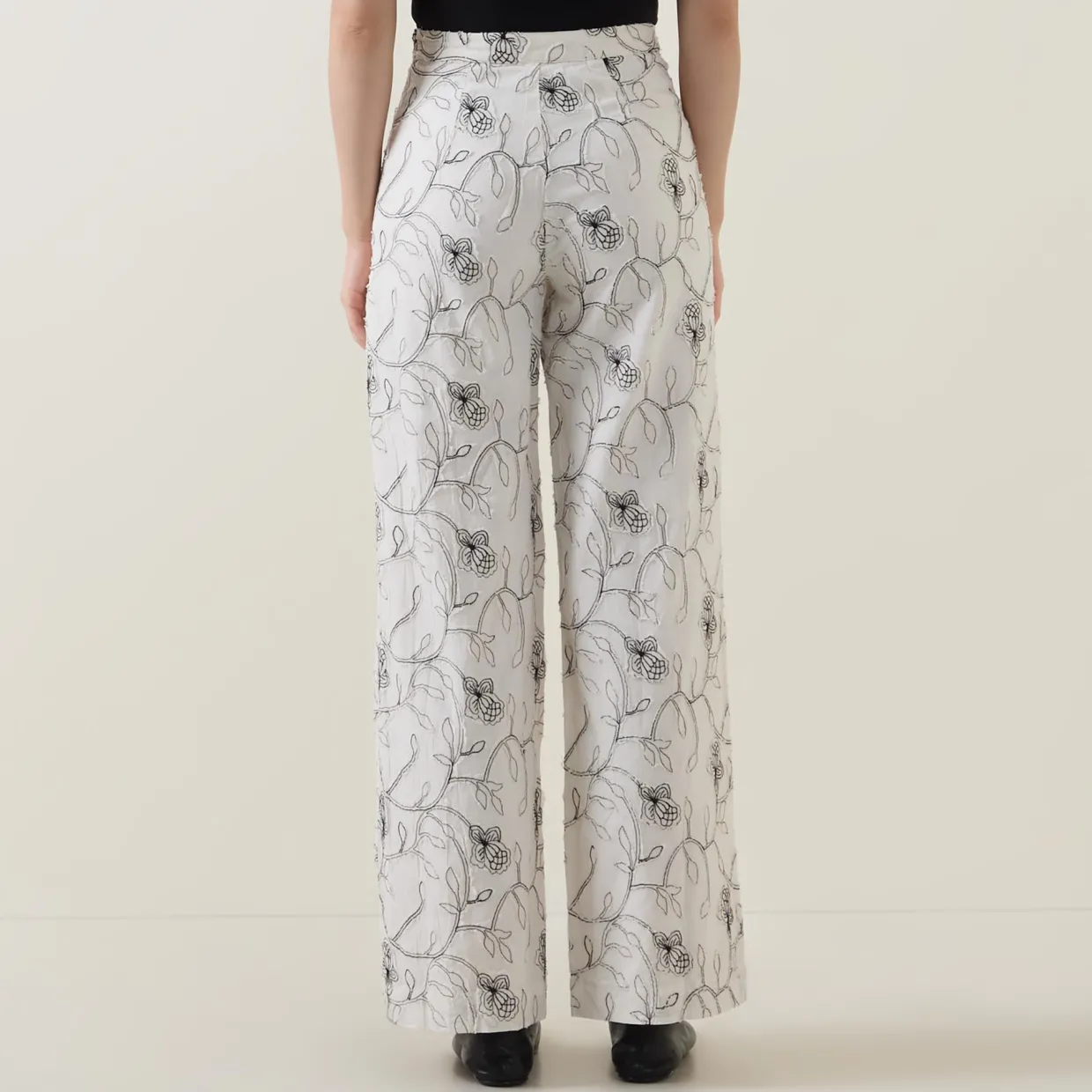 Trisja Floral Embroidered Straight Leg Trousers