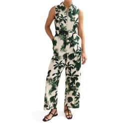 Tullisa Palm Zip Front Jumpsuit