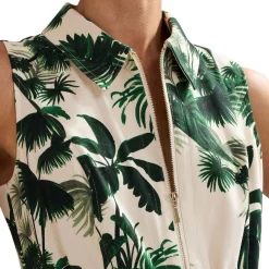 Tullisa Palm Zip Front Jumpsuit