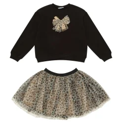 Discount MAYORAL Two-Piece Bow-Detail Sweatshirt & Leopard Print Skirt Set