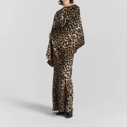 Tyne Leopard Print Satin Skirt