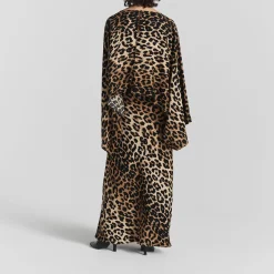 Tyne Leopard Print Satin Skirt