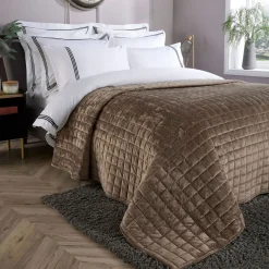 Velvet Bedspread Taupe