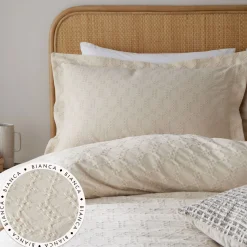 New BIANCA Waffle Oxford Pillowcase Pair Beige