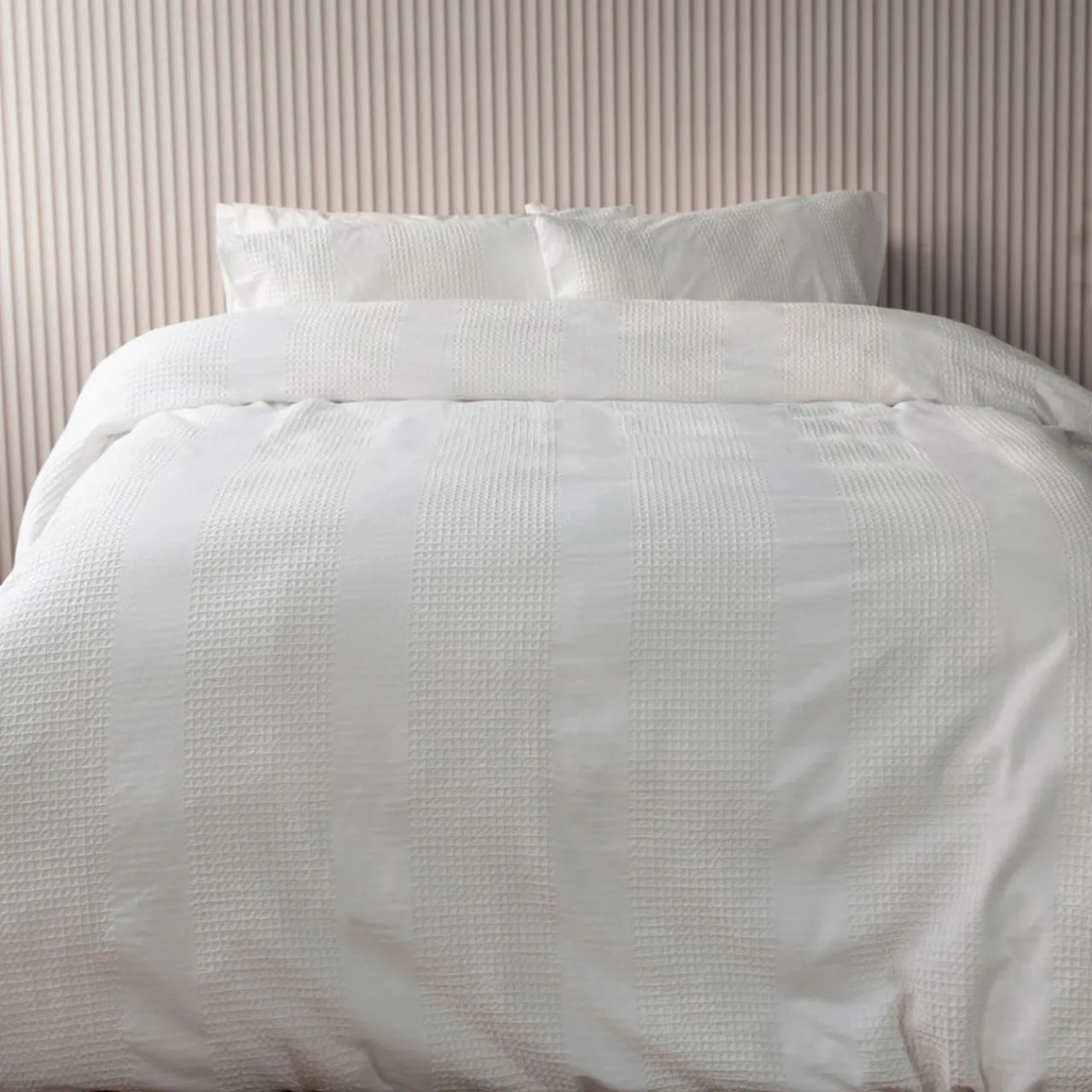 Online BELLEDORM Waffle Stripe Duvet Set Vanilla