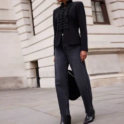 Washed Tapered Barrel Jeans