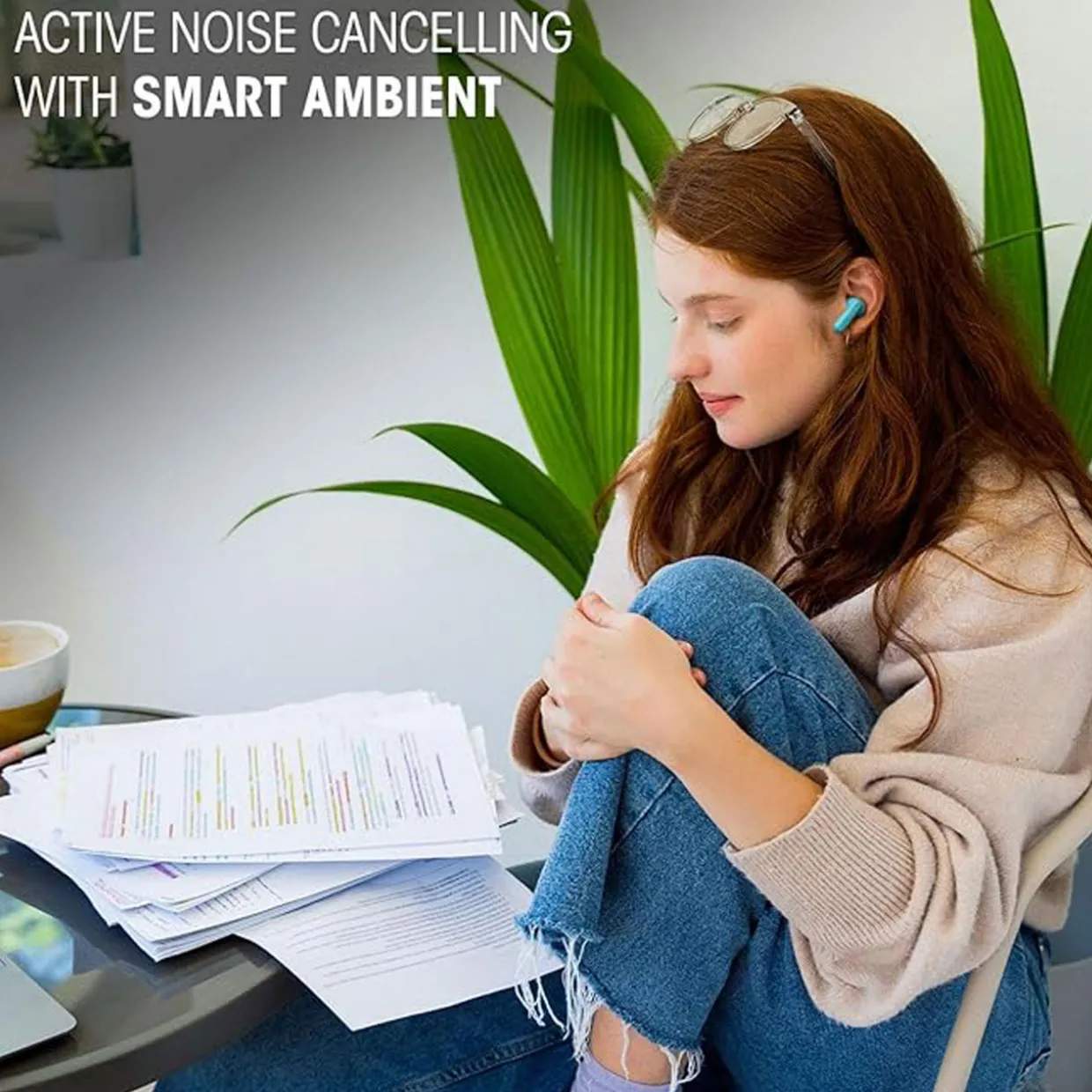 Wave Beam 2 True Wireless Noise Cancelling Earbuds White