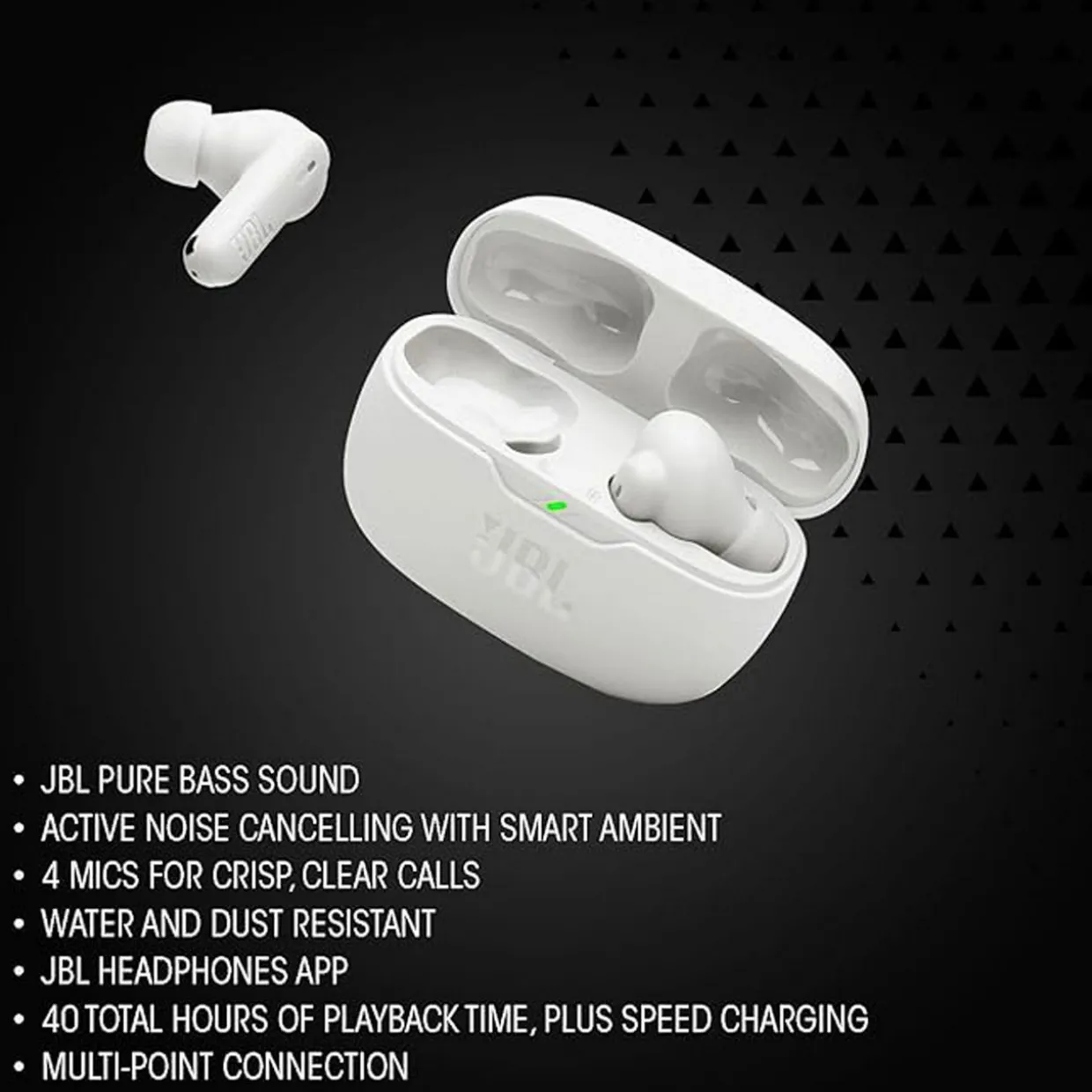 Wave Beam 2 True Wireless Noise Cancelling Earbuds White