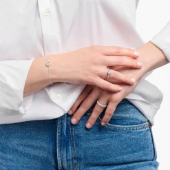 White Zirconia Halo Pendant Bracelet