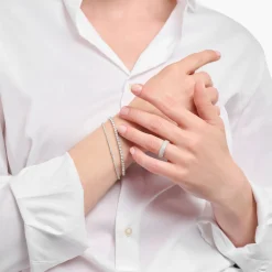 White Zirconia Halo Pendant Bracelet