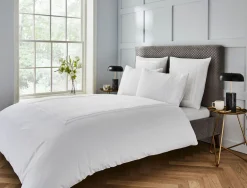 Wide Narrow Stripe 400 Thread Count Duvet Set White on White