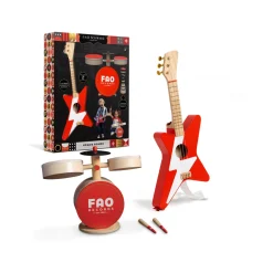 Wooden Guitar & Drum Set