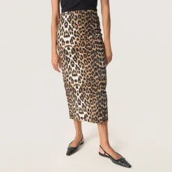 Clearance SOAKED IN LUXURY Xala Leopard Pencil Skirt