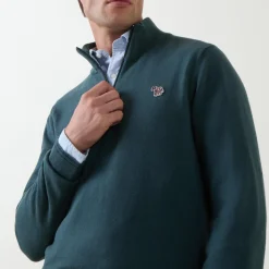 Zebra Logo Half-Zip Sweater