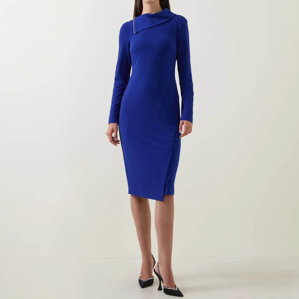 Zip-Detail Fitted Dress